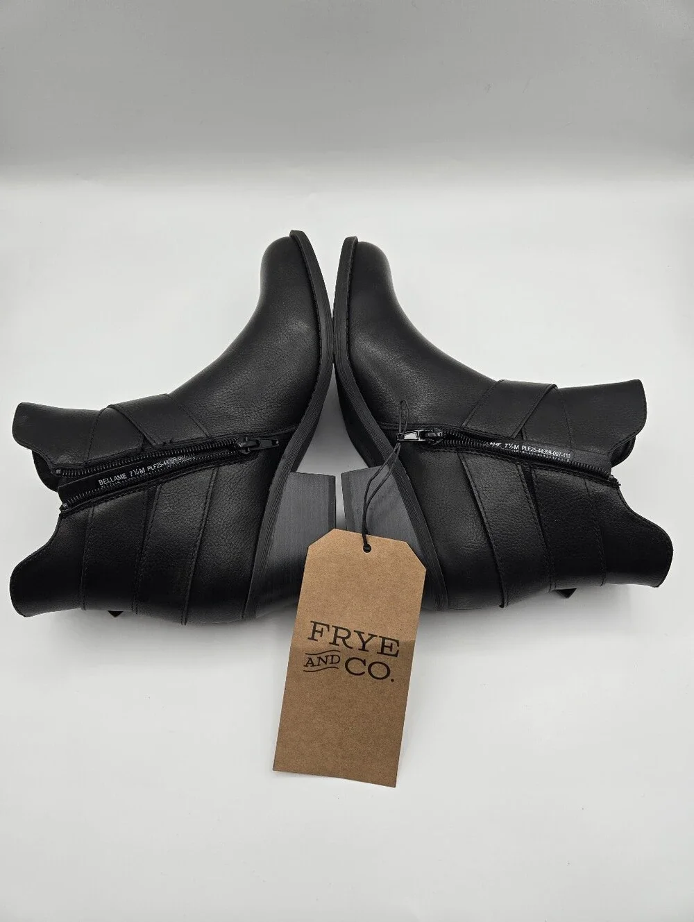 NEW Frye & Co Bellame Black Side Zip Ankle Boots Size 7.5 Moto Western Goth